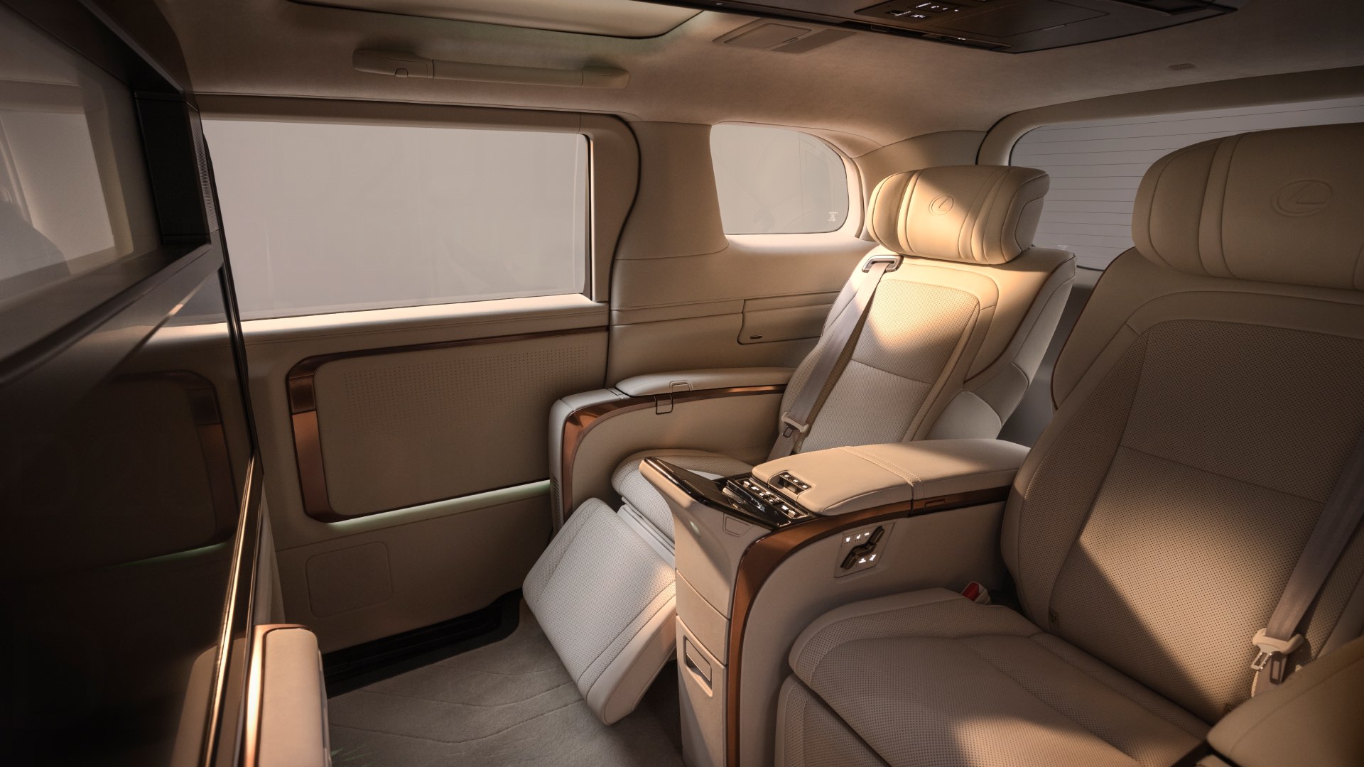 Reclining rear seats of the Lexus LM.
