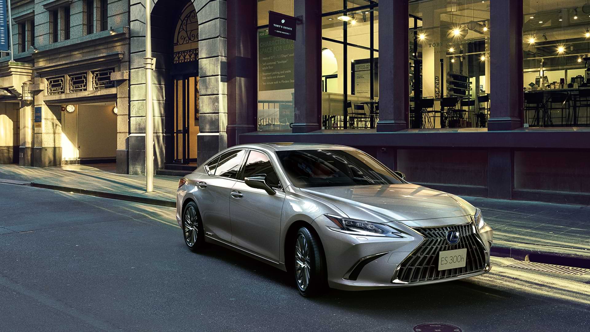 ES 300h sits outside an old building